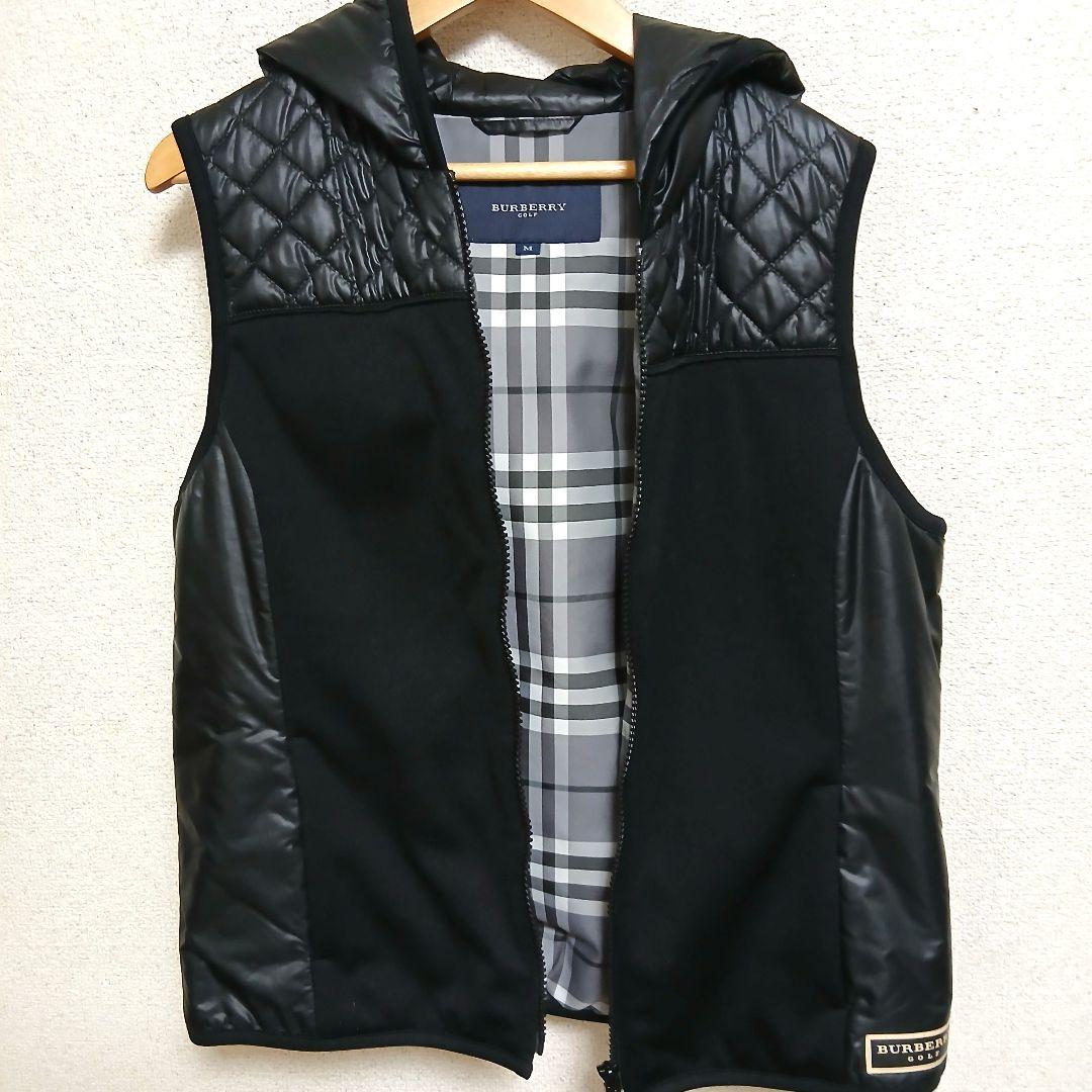 BURBERRY GOLF バーバリー ゴルフ ダウンベストフードブラック M