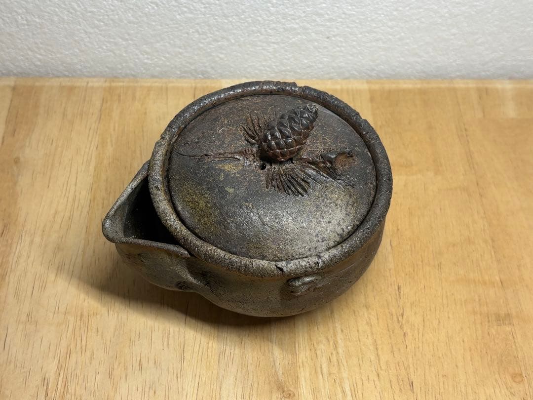 126. 備前焼 宝瓶 登り窯 松 手びねり 急須