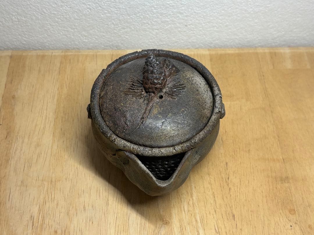 126. 備前焼 宝瓶 登り窯 松 手びねり 急須