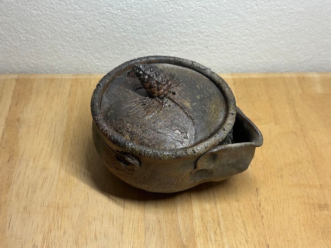 126. 備前焼 宝瓶 登り窯 松 手びねり 急須