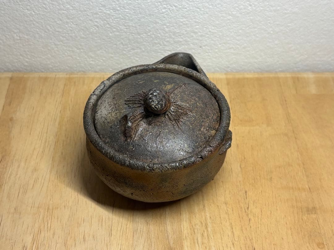 126. 備前焼 宝瓶 登り窯 松 手びねり 急須