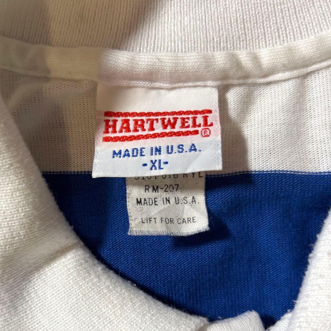 90s USA製 HARTWELL 企業ロゴ ラガーシャツ XL刺繍ロゴ