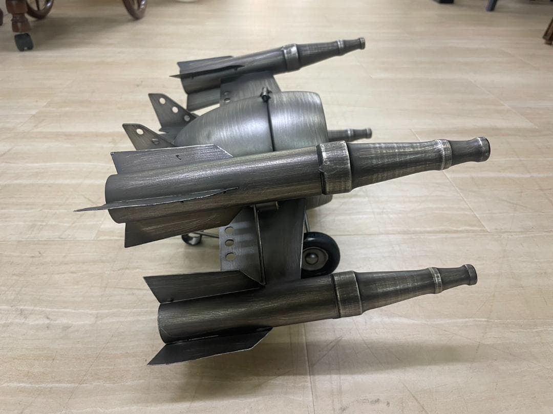 時計 置時計 戦闘機 飛行機 フロアクロック インダストリアル クロック ブリキ