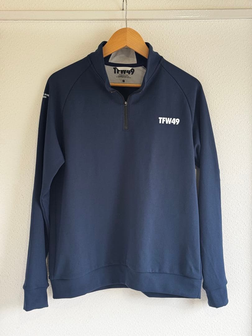 TFW49 MOCK NECK HALF ZIP L/S TEEネイビーMサイズ
