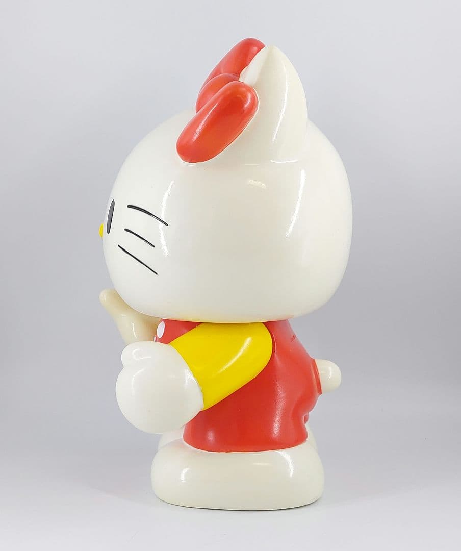 昭和レトロ ハローキティ 貯金箱 赤×黄色 ソフビ 特大サイズ 1976