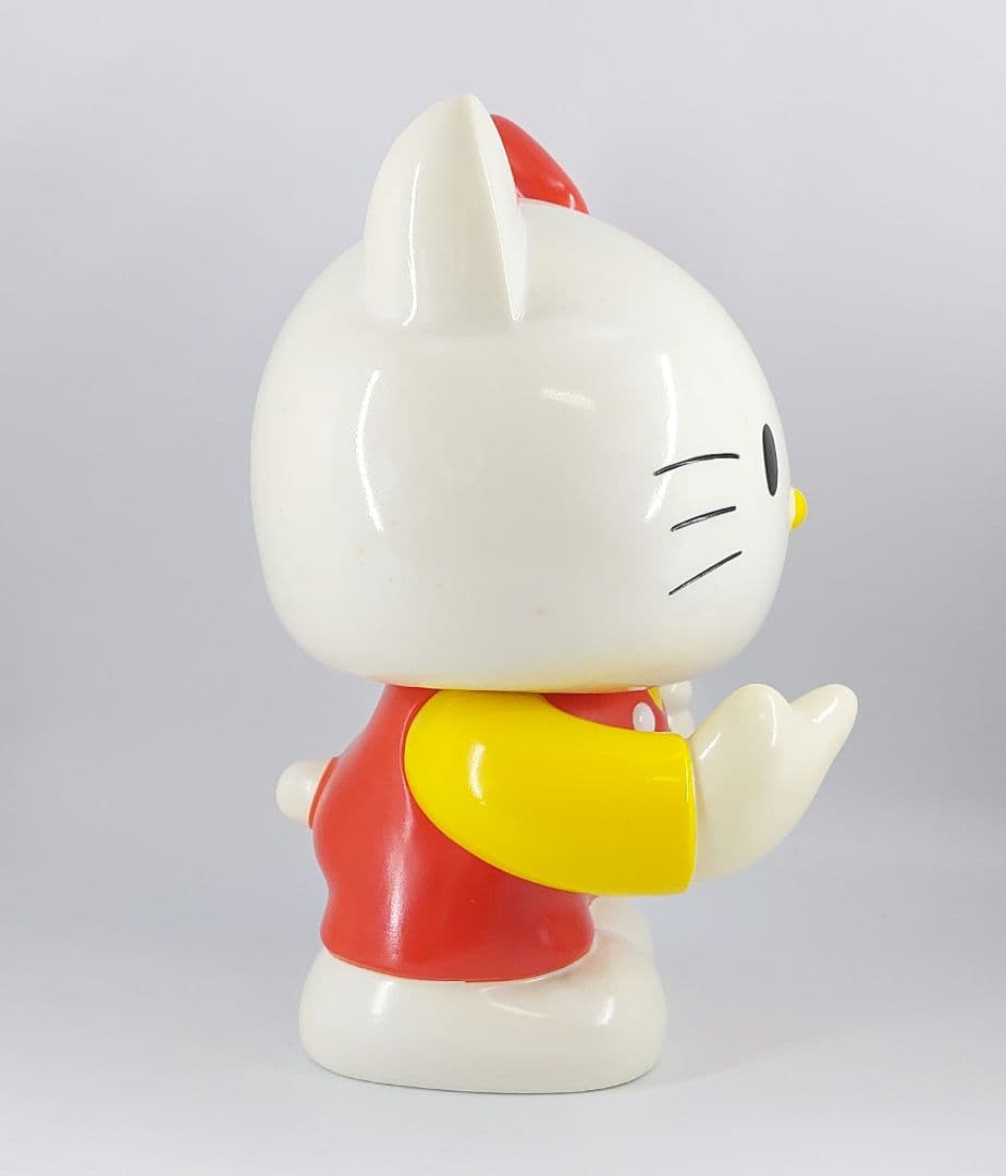 昭和レトロ ハローキティ 貯金箱 赤×黄色 ソフビ 特大サイズ 1976