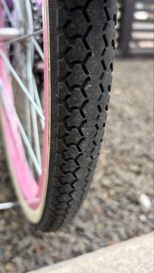 札幌市内受け渡し 22インチ子供用自転車 紫色 前カゴ付き