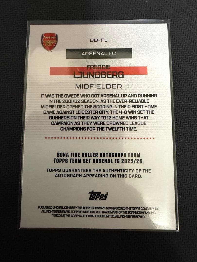 99枚限定　リュングベリ　25/26 topps ARSENAL
