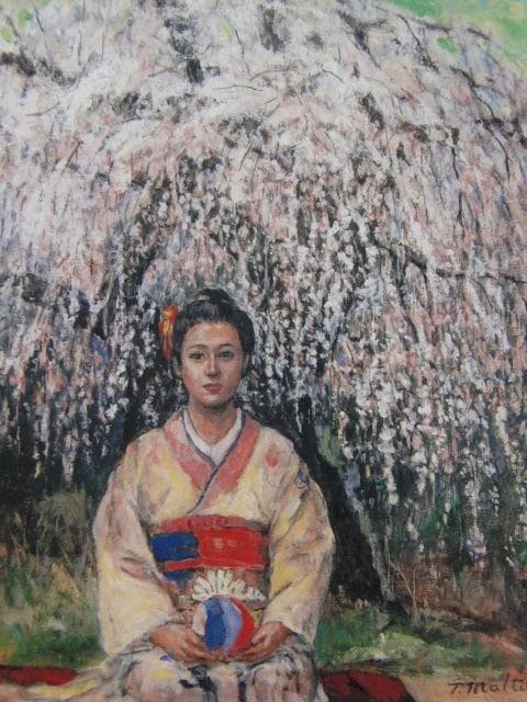 丸田隆則、【桜幻想「袖之山のシダレ桜」】、希少な額装用画集より
