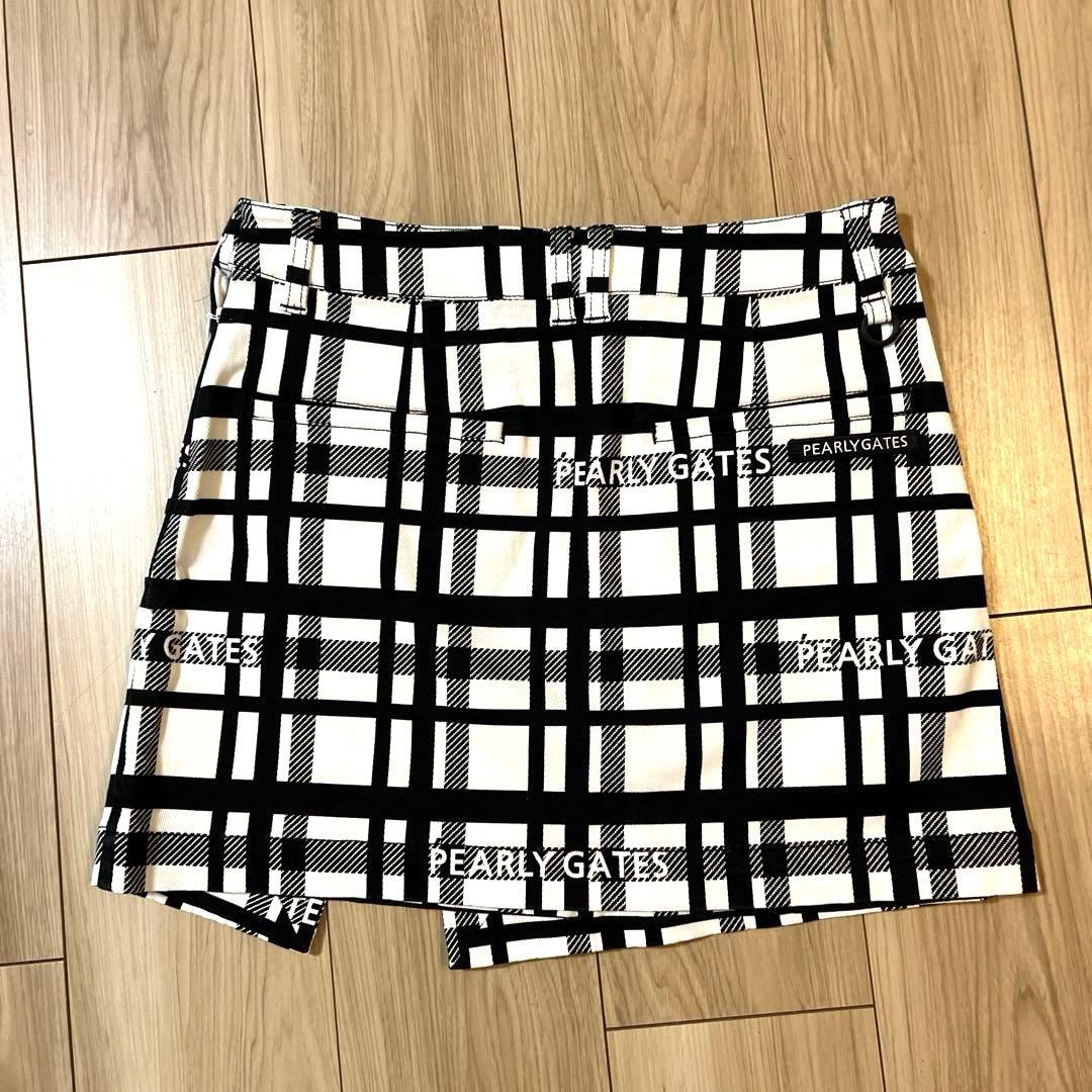 パーリーゲイツ＊ビッグロゴニット×チェックラップスカート＊セットアップ＊0サイズ