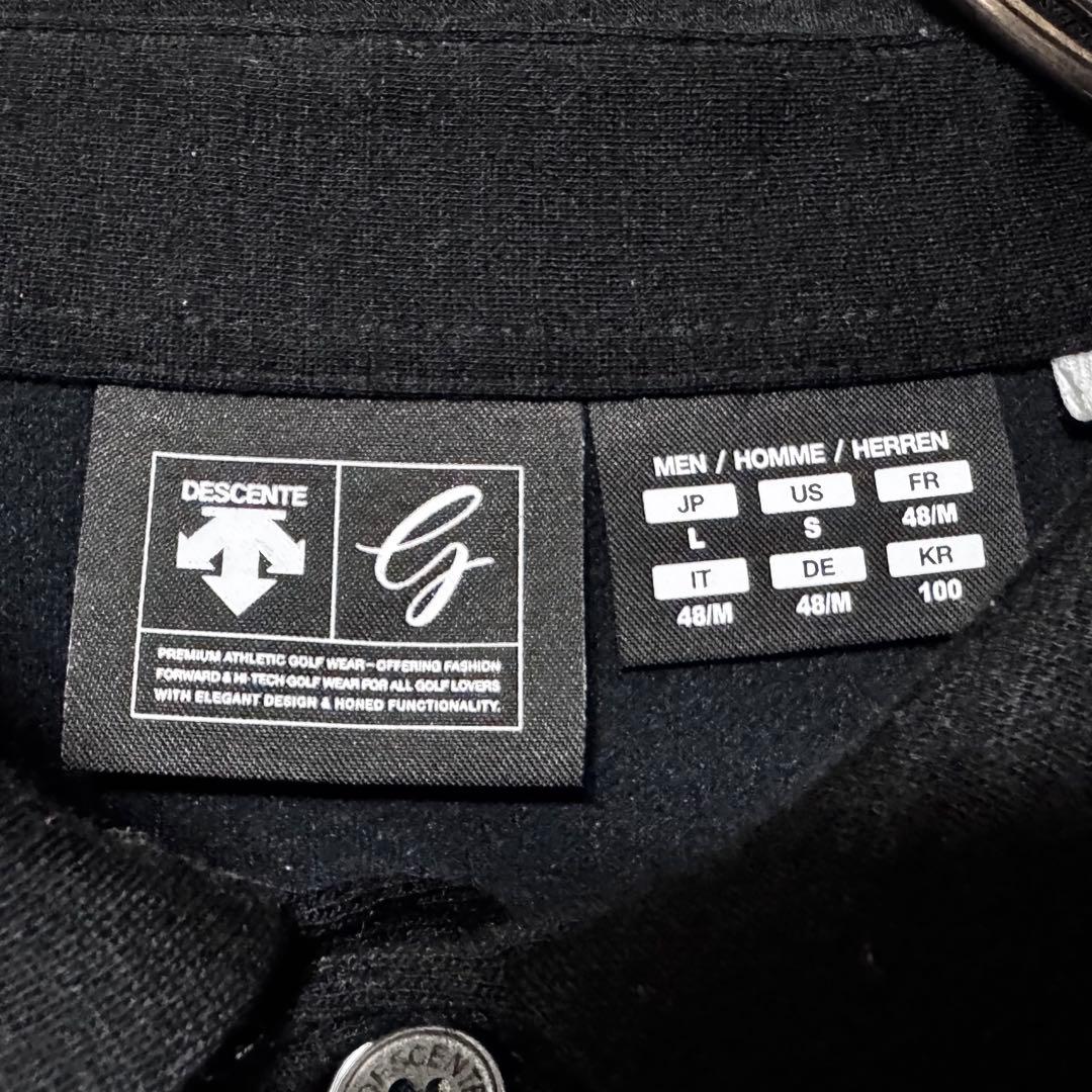 DESCENTE デサントゴルフ ワンポイントロゴ 長袖ポロシャツ 黒 L