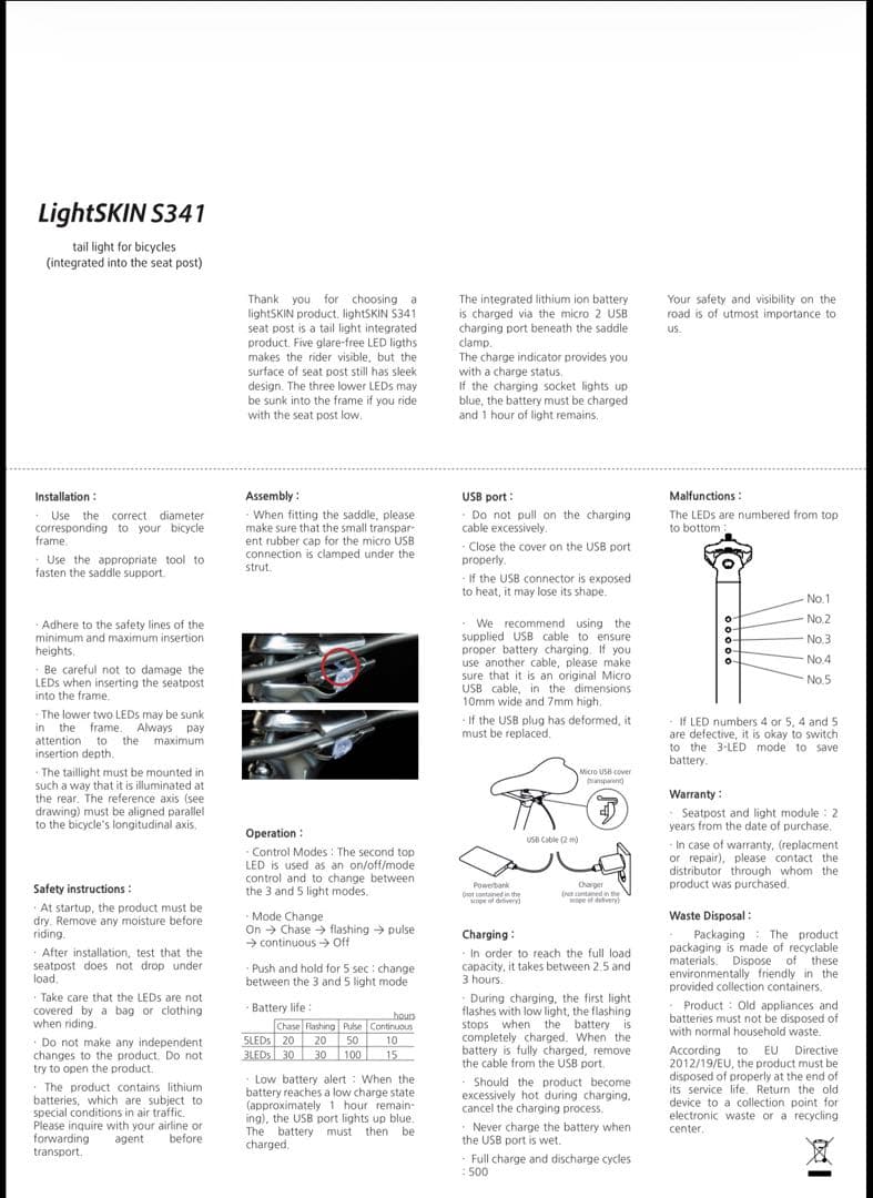 BADBOY用LightSKIN S341 LED付シートポスト31.6mm