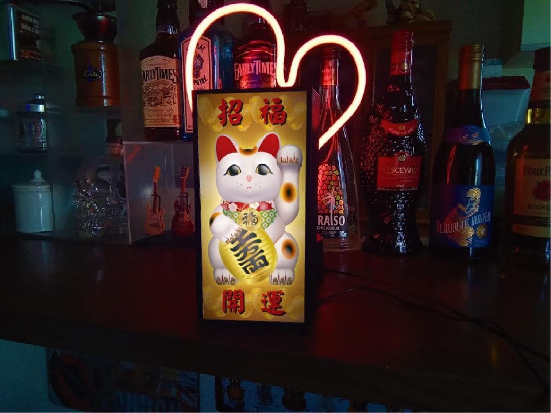 まねきねこ 招き猫 招福 開運 商売繁盛 看板 置物 雑貨 LEDライトBOX