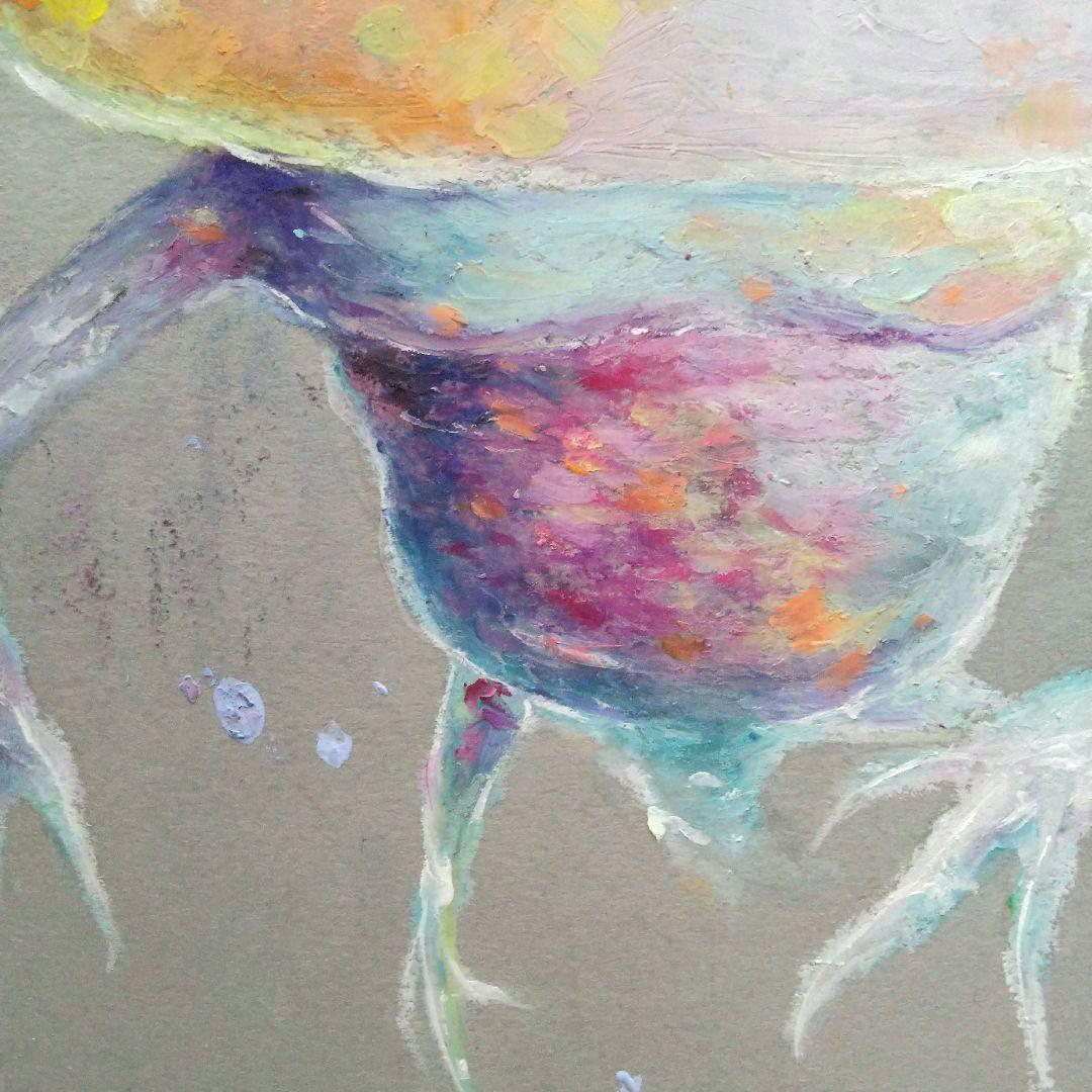 ウーパールーパー 原画 アート 現代アート 絵画 画家 パステルカラー 魚