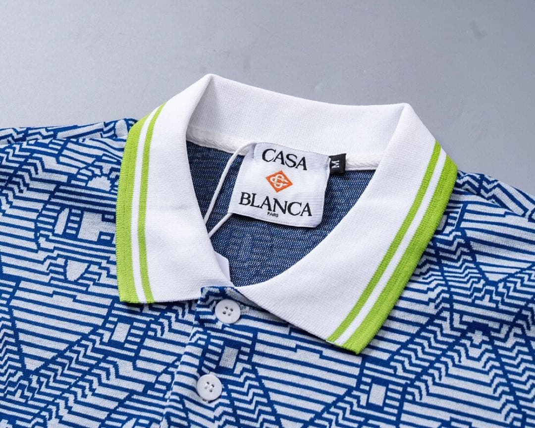 CASA BLANCA 幾何学模様 ポロシャツ