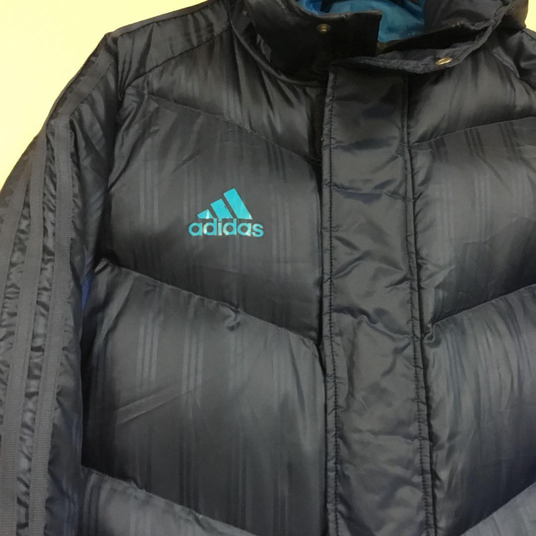 adidas フード付きダウンベンチコート Mサイズ ネイビー