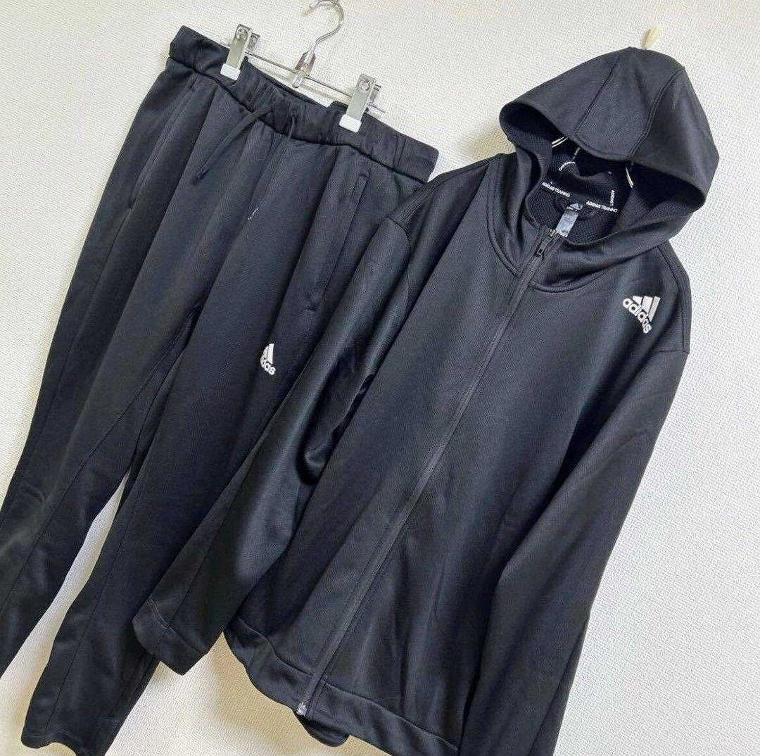 アディダス ジャージ 上下セット XO〜2XO 黒 ワイドシルエット 股上深め
