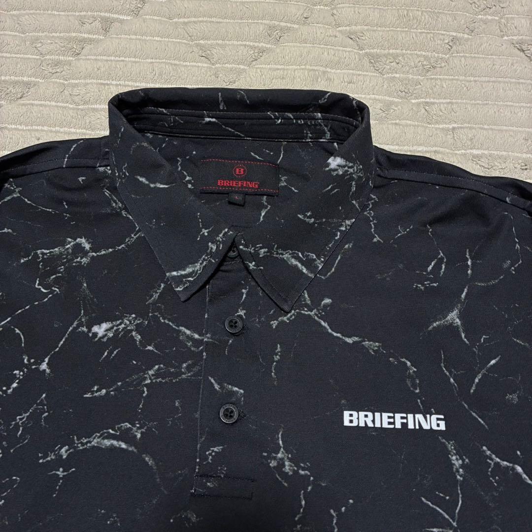 BRIEFING ポロシャツ / リラックス　フィットシャツ ブラック総柄 L