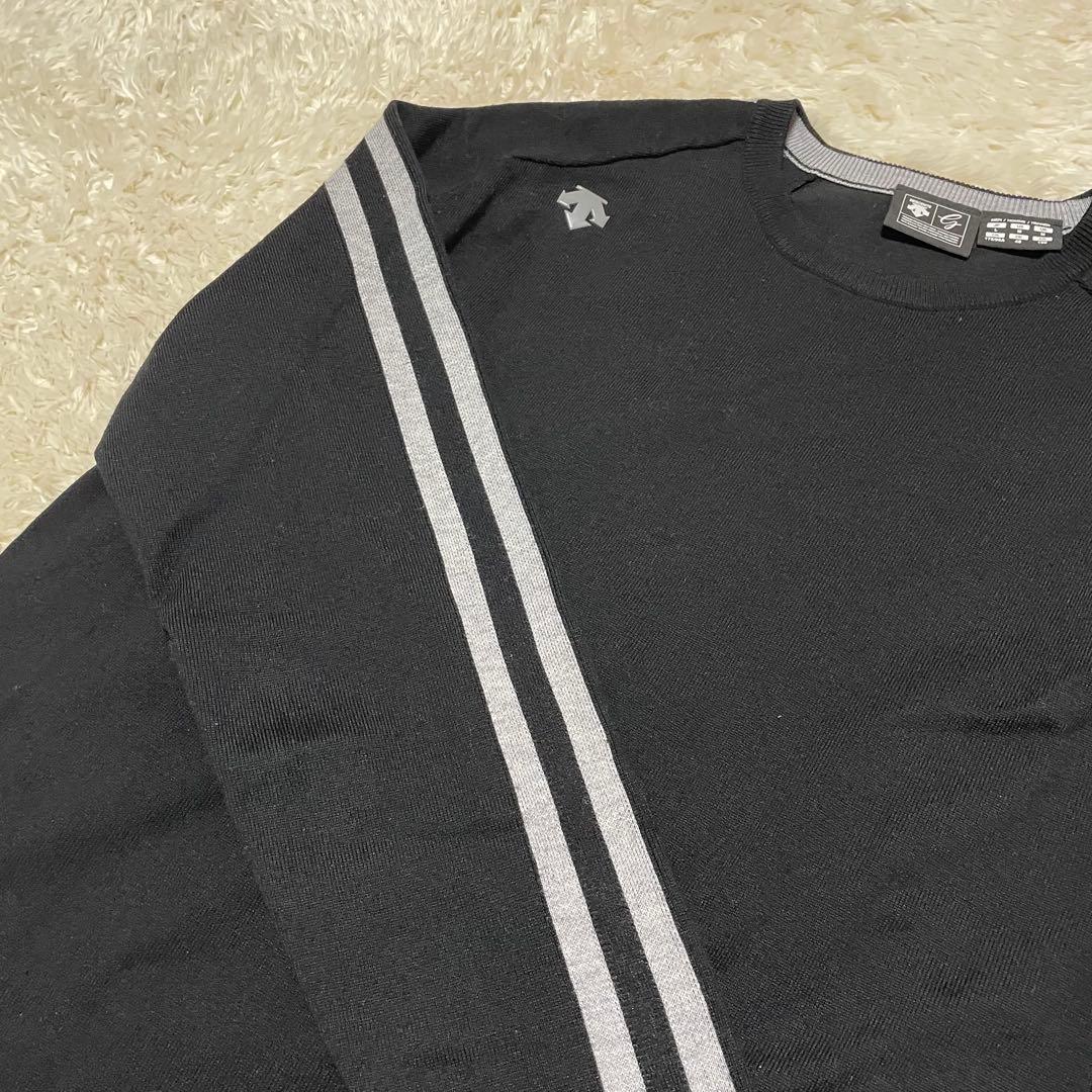 DESCENTE GOLF デサントゴルフブラック ニット　黒　袖ロゴ長袖