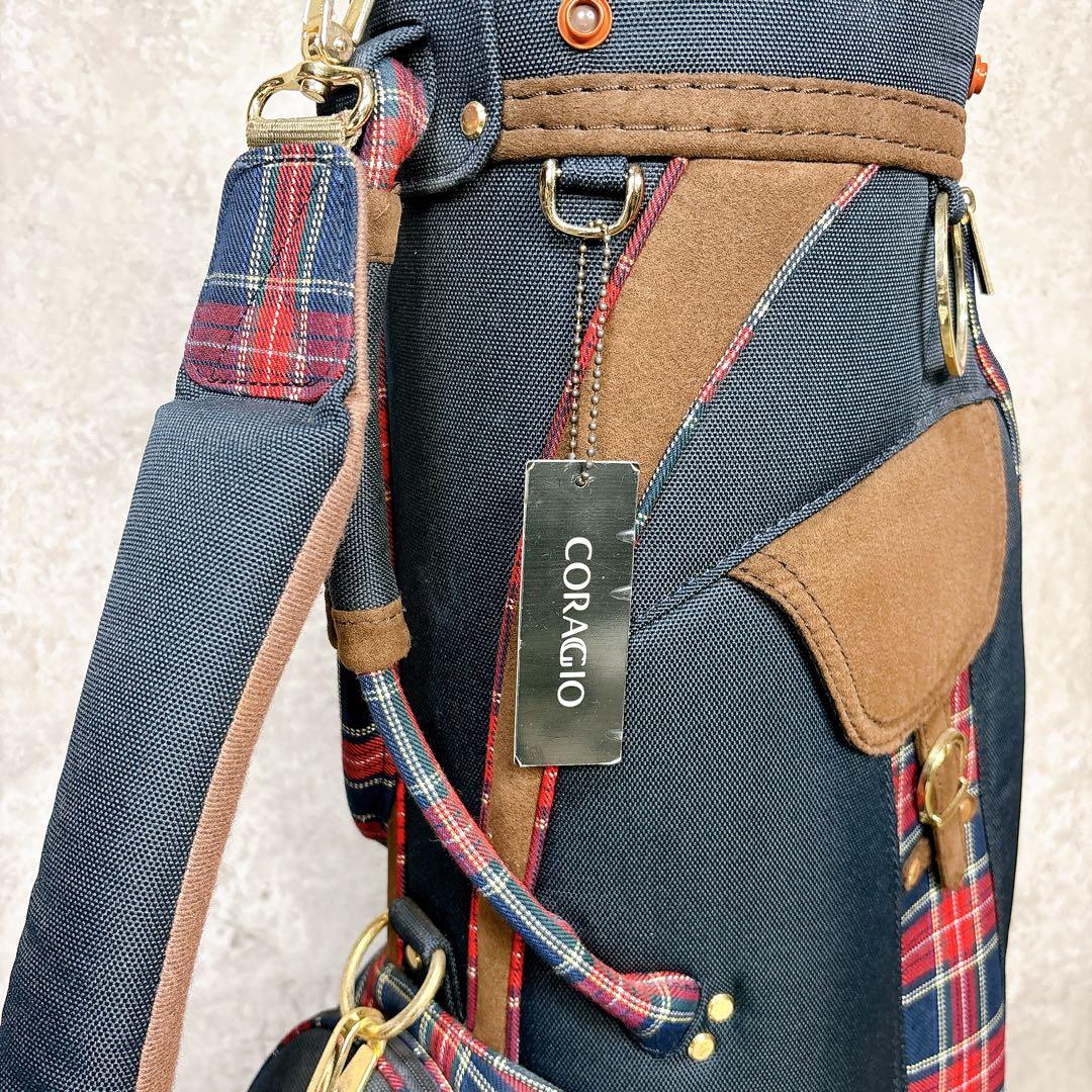 【送料込み】CORAGIO ネイビー チェック キャディバッグ