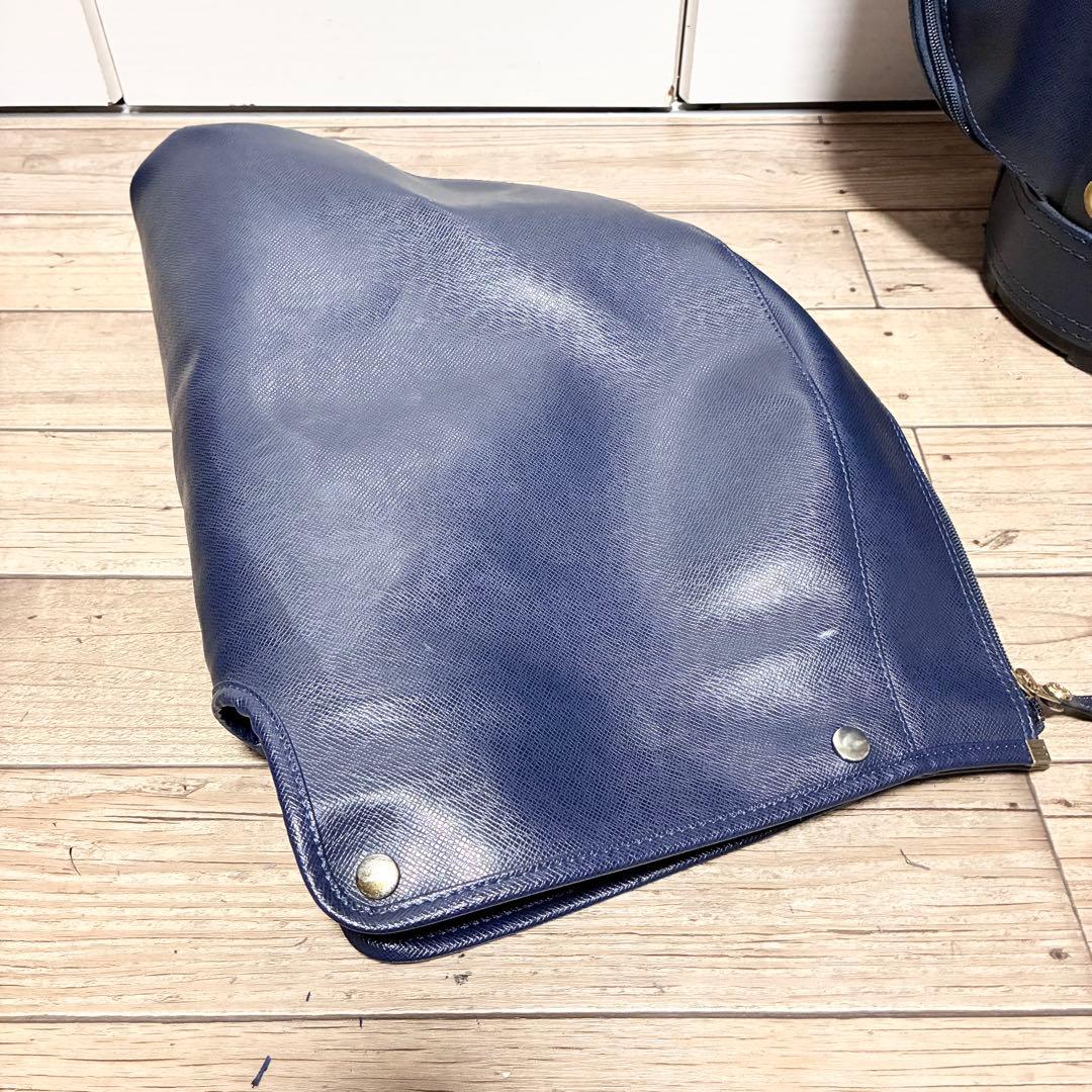 【希少】renoma 型押しレザー キャディバッグ ネイビー/ゴールド