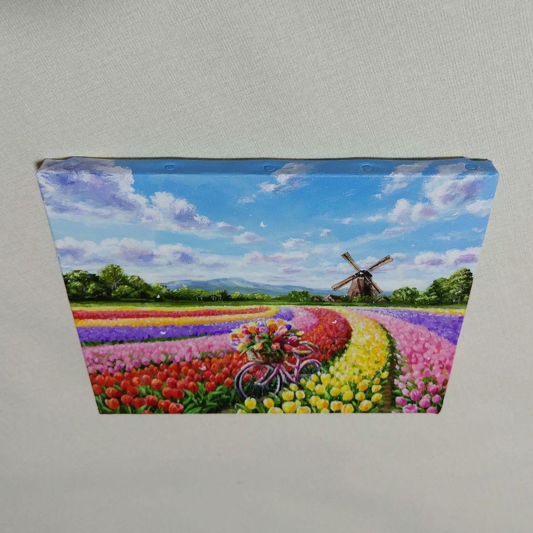 【チューリップ】アクリル画 F3 風景画 絵画