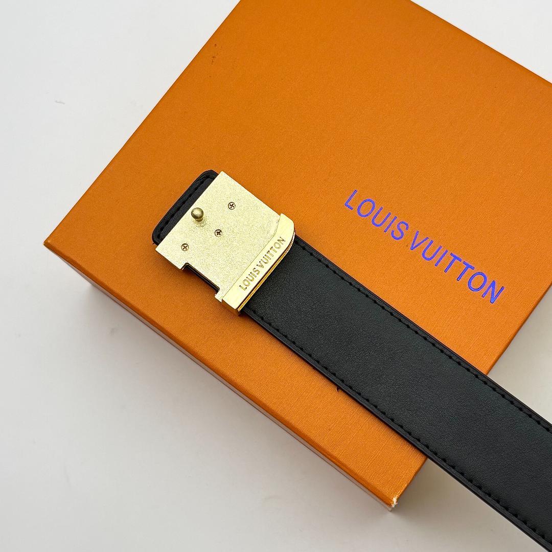 Louis Vuitton ベルト ダミエ LVロゴ ゴールド金具 メンズ