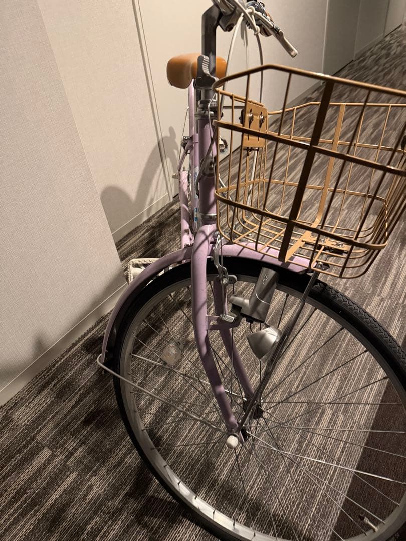 【美品】24インチ 女の子用シティサイクル自転車　ゴールドバスケット付き