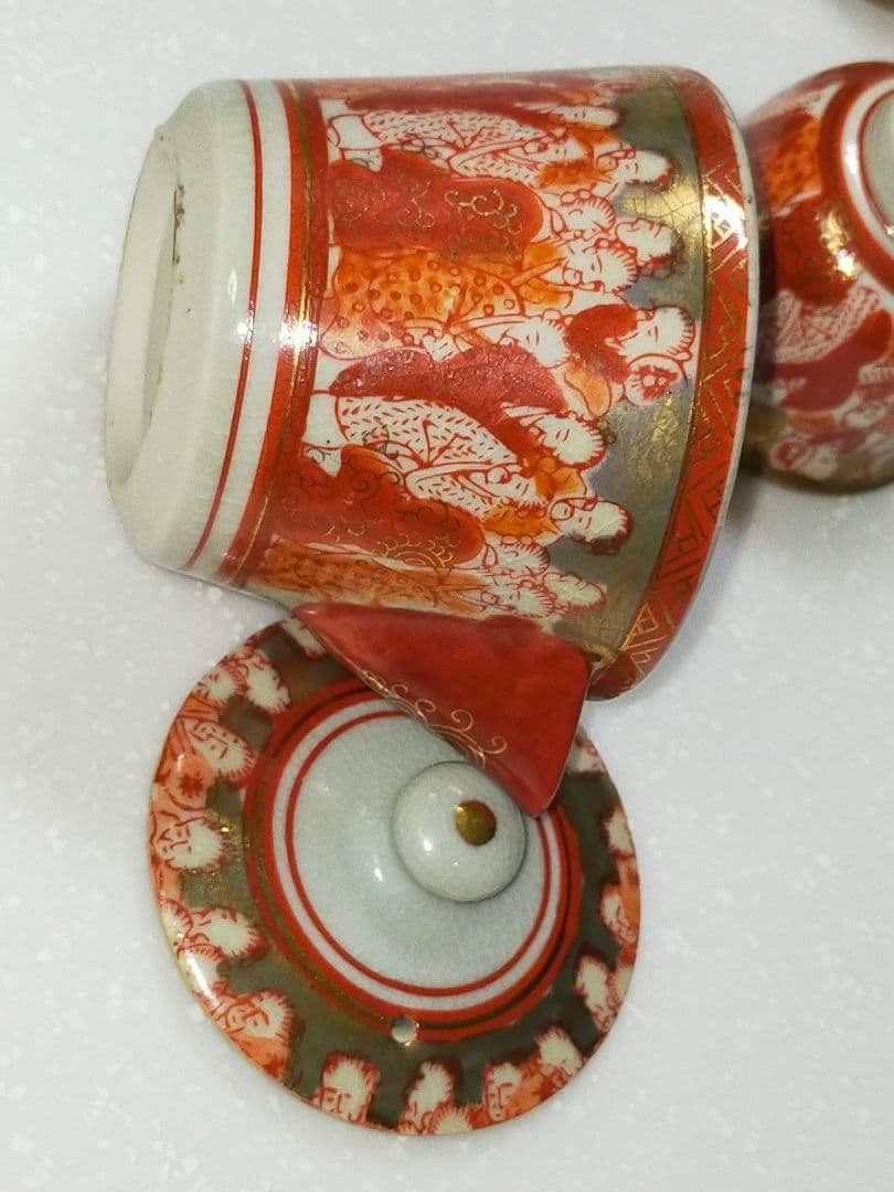 ♥九谷♥煎茶道具♥セット　急須　湯呑み　湯冷まし　赤絵　金彩　湯飲み