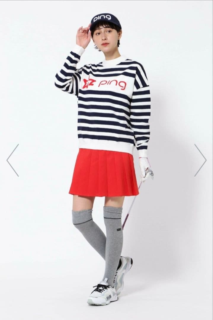 美品 PING レディース プリーツ スカート 赤 S ゴルフ