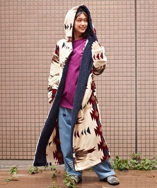 【チャイハネ】NOMADY ノマディ着るブランケット ロングガウン　ベージュ