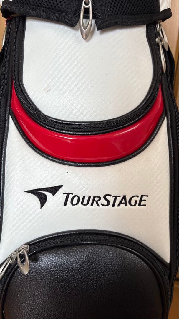 お値下げ中【美品】TOURSTAGE ゴルフキャディバッグ ホワイト・ブラック
