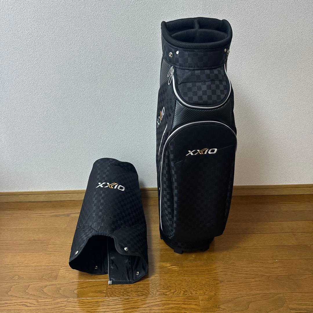 XXIO キャディバッグ チェック柄ブラック ゴルフバッグ　DUNLOP
