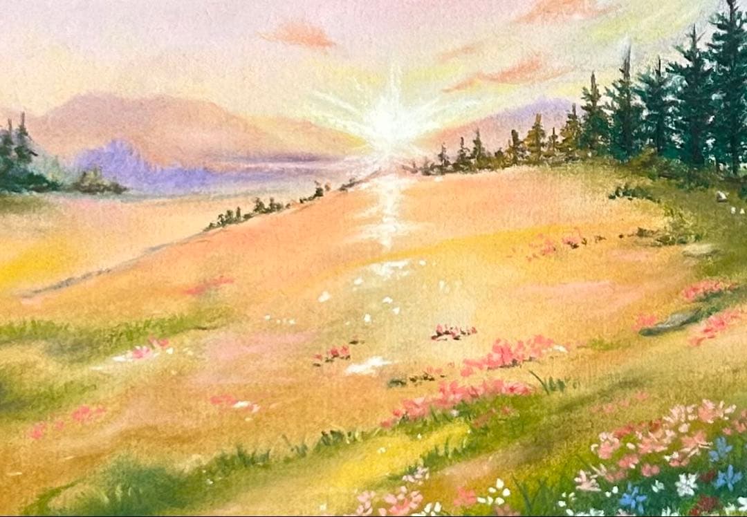 幸せを呼ぶ蝶々の景色 パステル画 原画