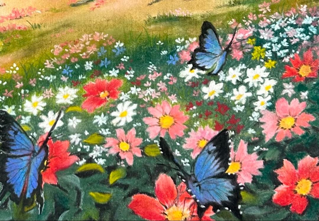 幸せを呼ぶ蝶々の景色 パステル画 原画
