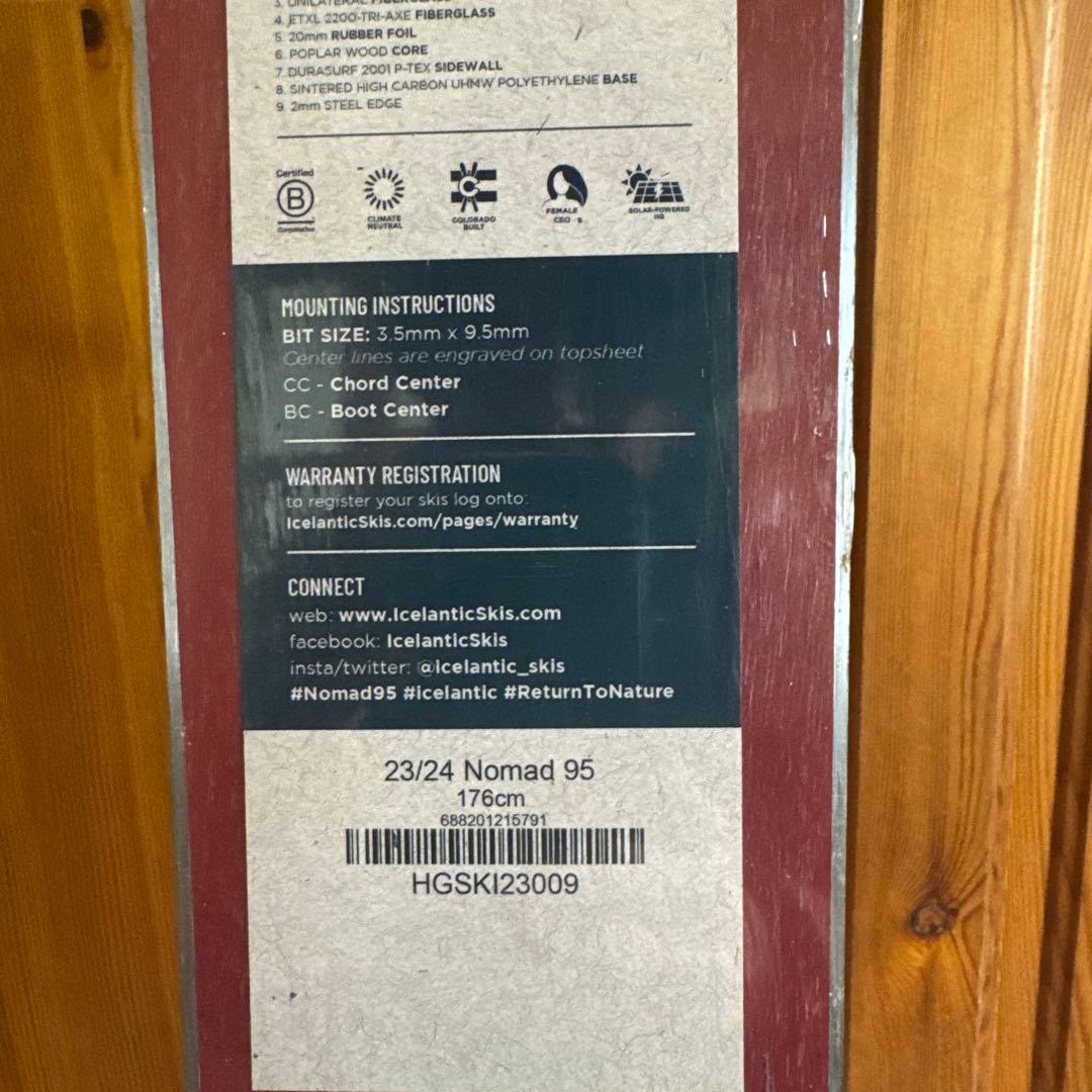 新品未使用ICELANTIC NOMAD 95 176cm