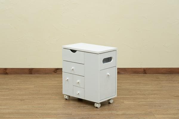 【新品・送料無料】収納いっぱいコスメワゴン　DBR/WH
