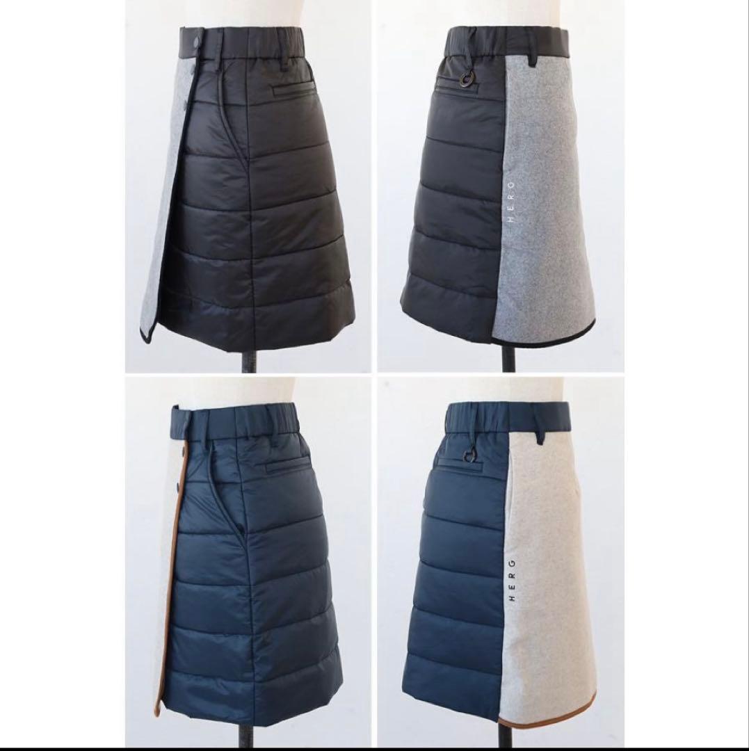 新品 試着のみ HERG1 エルグワン スカート ネイビー/Mサイズ 秋冬 中綿