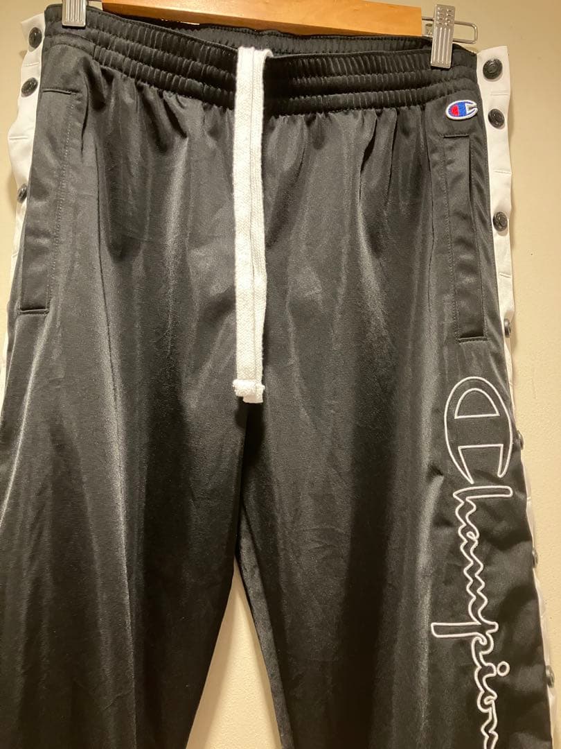 Champion チャンピオン トラックパンツ ブラック×ホワイト フルボタン