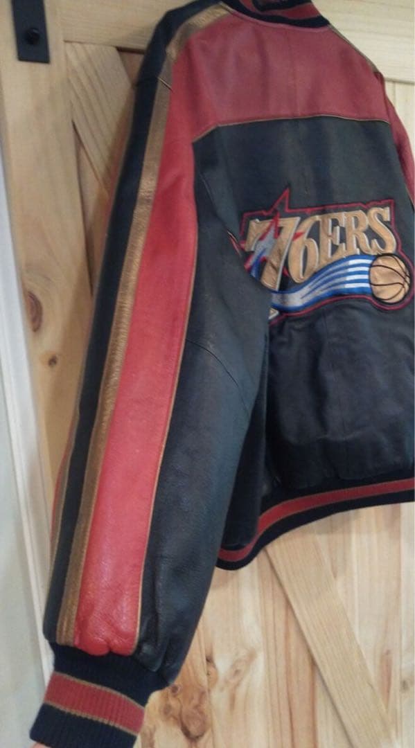 vintage NBA 76ers シクサーズ レザージャケット 2XL