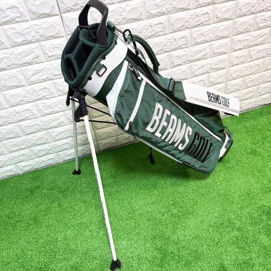 超美品　BEAMS GOLF キャディバッグ モスグリーン　スタンド式