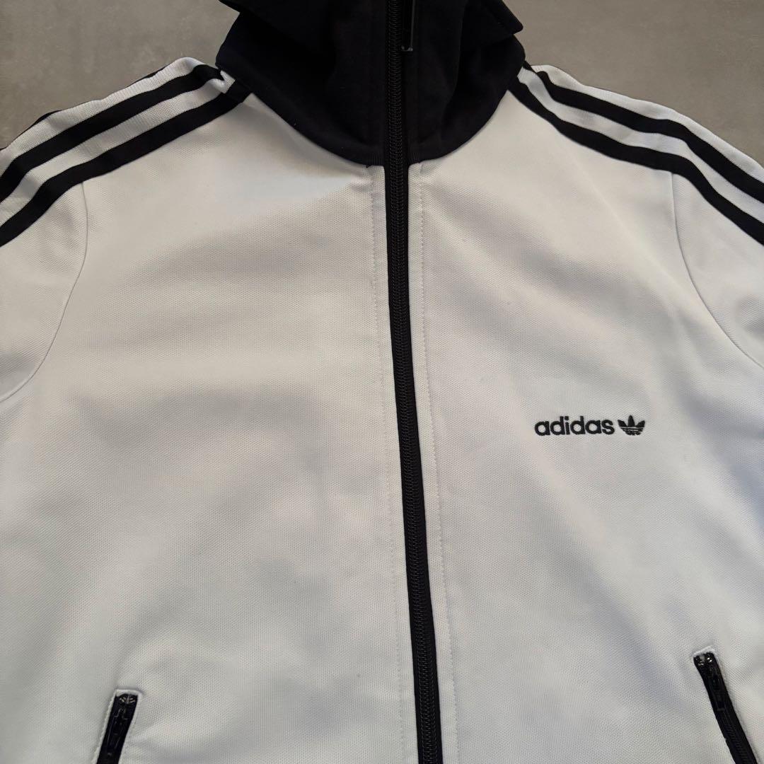 00s adidas アディダス　トラックジャケット　白黒　短丈　タイト　y2k