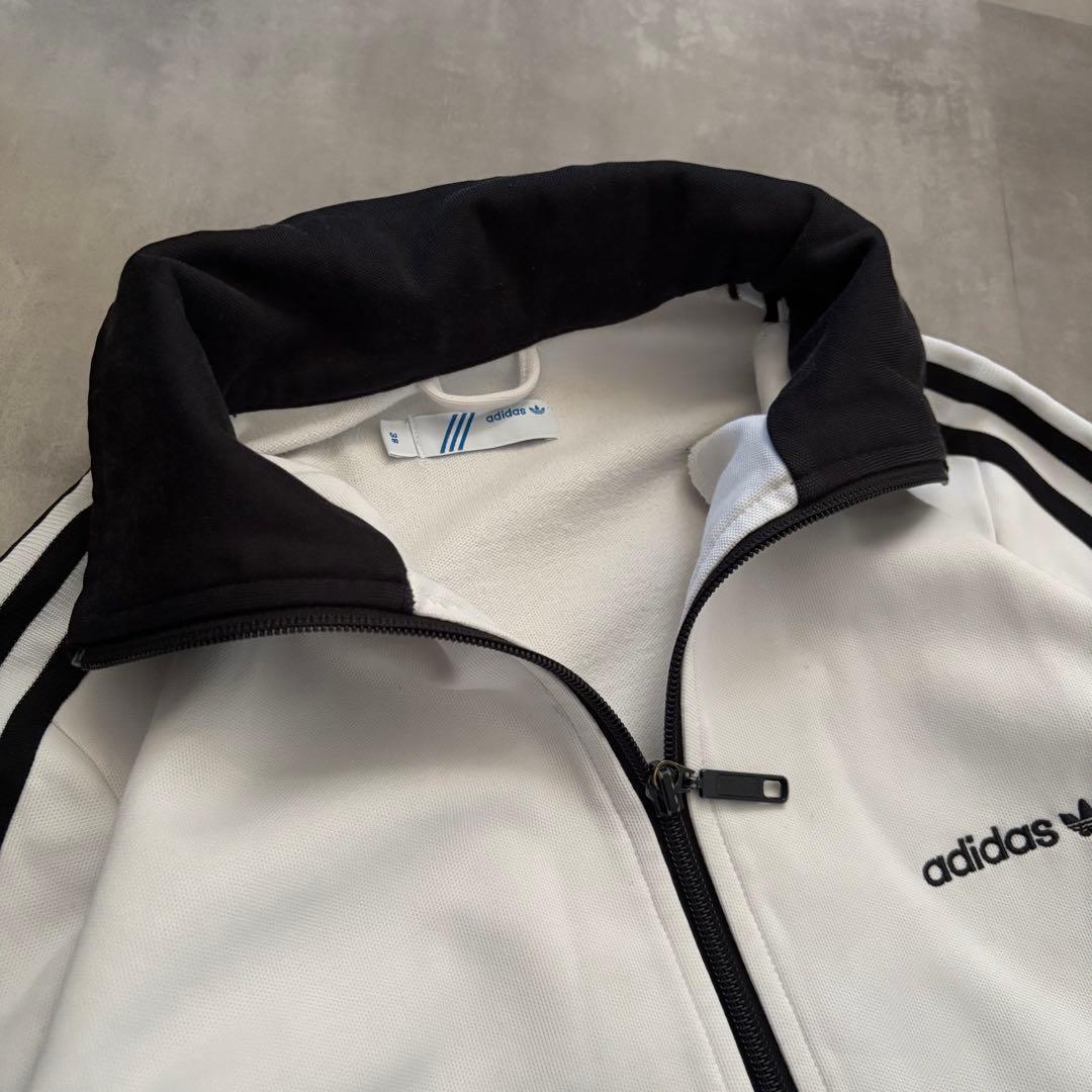 00s adidas アディダス　トラックジャケット　白黒　短丈　タイト　y2k
