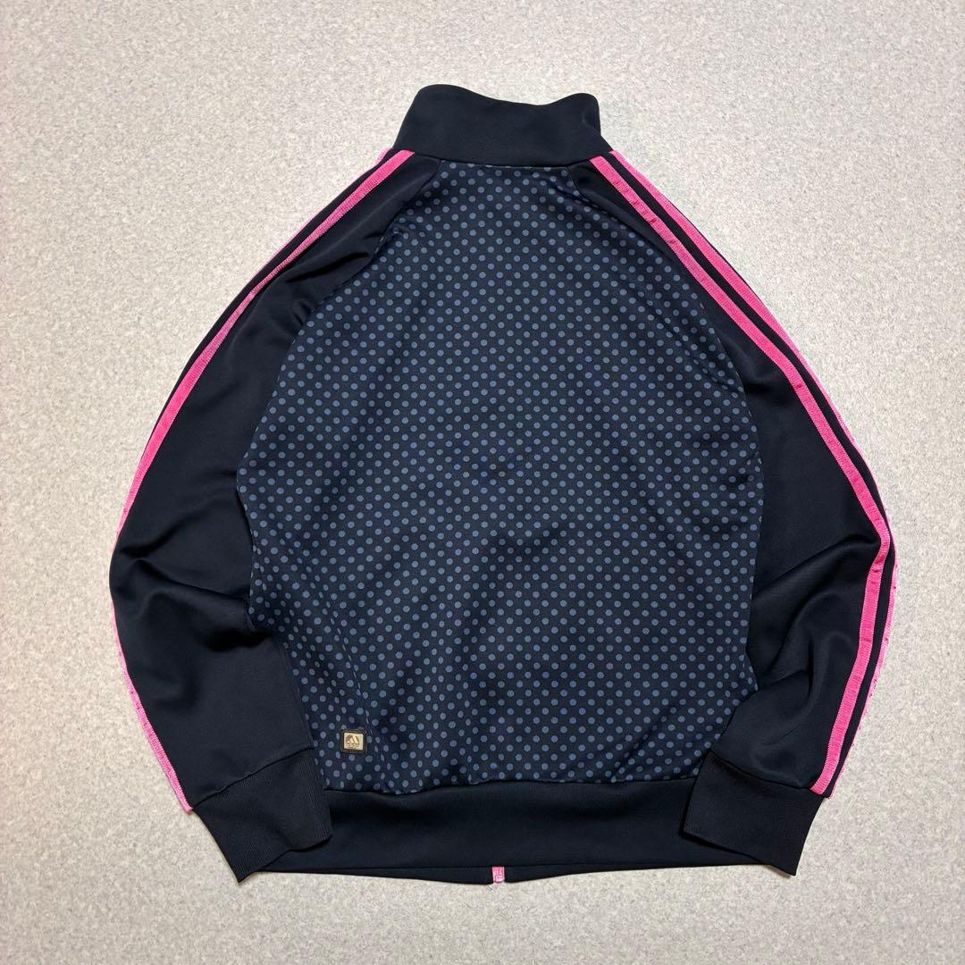 adidas ドット柄　トラックジャケット ジャージ　ネイビー×ピンク　OT