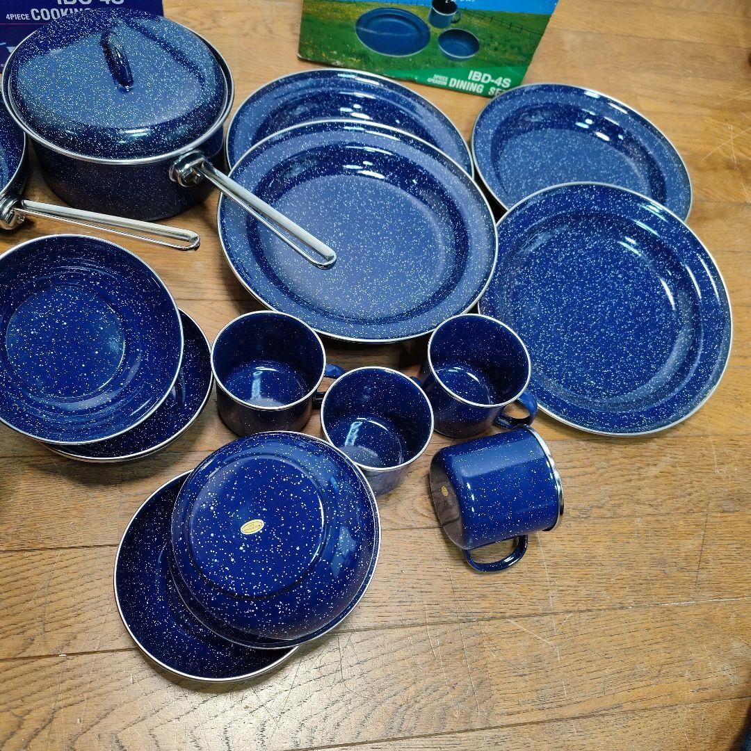 イワタニ ホーロー 調理器具&食器セット ネイビーブルー