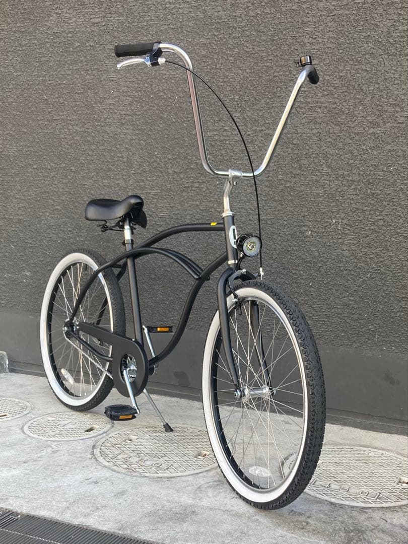 【新品】ビーチクルーザー_26インチ_マットブラック_エイプバーカスタム