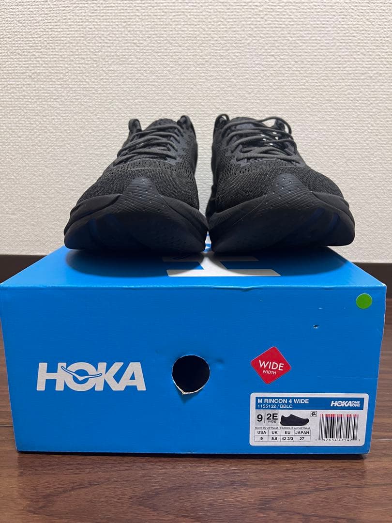 HOKA メンズ RINCON 4 27.0cm WIDE ブラック　リンコン4