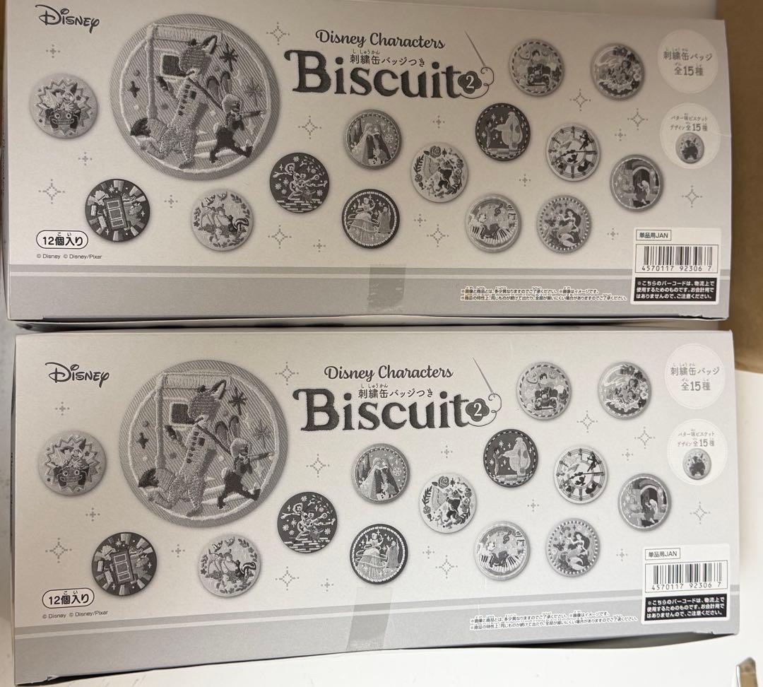 未開封　2BOX Disney Characters 刺繍缶バッジビスケット2