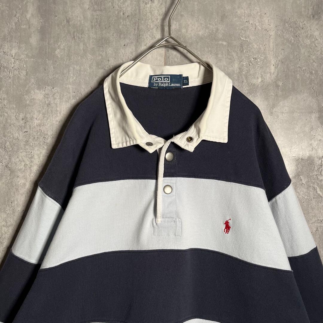 ⭐️希少⭐️ラルフローレン ラガーシャツ ボーダー XL ビッグサイズ ネイビー