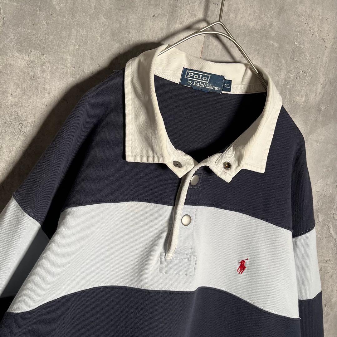 ⭐️希少⭐️ラルフローレン ラガーシャツ ボーダー XL ビッグサイズ ネイビー